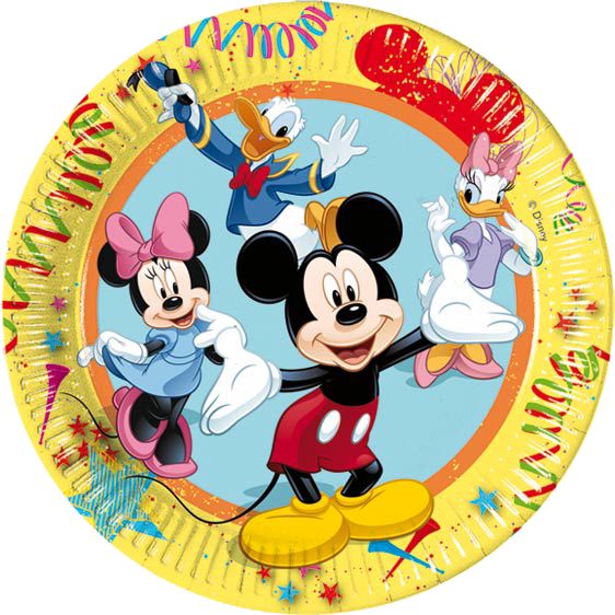 Piatti in cartoncino coordinato tavola per festa a tema Mickey Disney Party Carnival