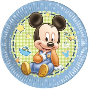 Piatti coordinato tavola addobbi festa Baby Mickey cm 23 conf da 8 pz