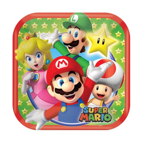 8 Piattini addobbi festa Super Mario Bros cm 18 – partyeballoon