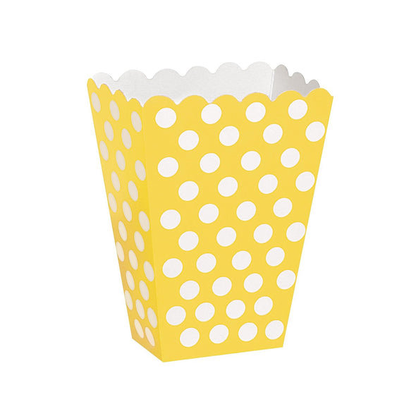 Scatole Popcorn Party Box Giallo Pois Bianchi contenitore per caramelle confetti