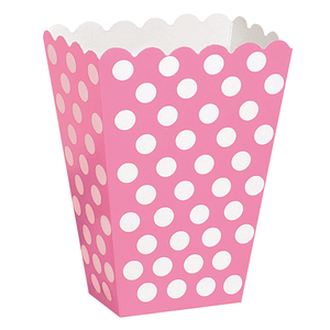Scatole Popcorn Party Box rosa Pois Bianchi contenitore per caramelle confetti