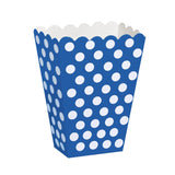 Scatole Popcorn Party Box Blu Pois Bianchi contenitore per caramelle confetti