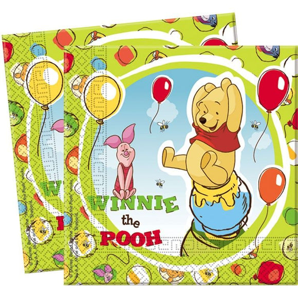 Tovaglioli coordinato tavola addobbi festa Winnie The Pooh cm 33x33 conf 20 pz