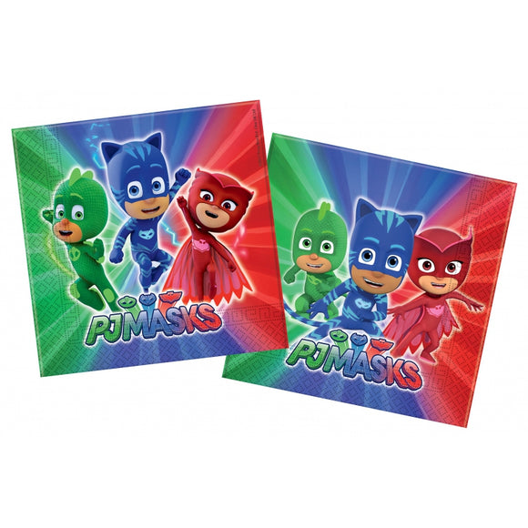 Tovaglioli di carta coordinato tavola addobbi festa a tema Super Pigiamini PJ Masks conf 20 pz