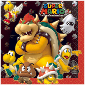 16 Tovaglioli addobbi festa Super Mario Bros cm 33x33